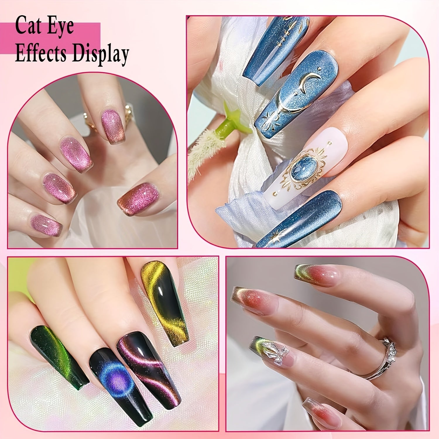 5-in-1 Cat Eye Magnet for Nails Multi-Function Nail Art Tool with Mirror Effect and Gradient Blue Accessories