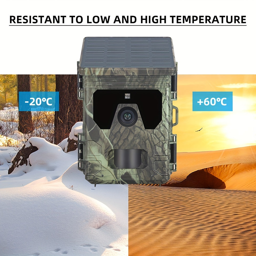 4K Wildlife Trail Camera Solar Powered 50MP IPX-5 Waterproof with Auto Focus