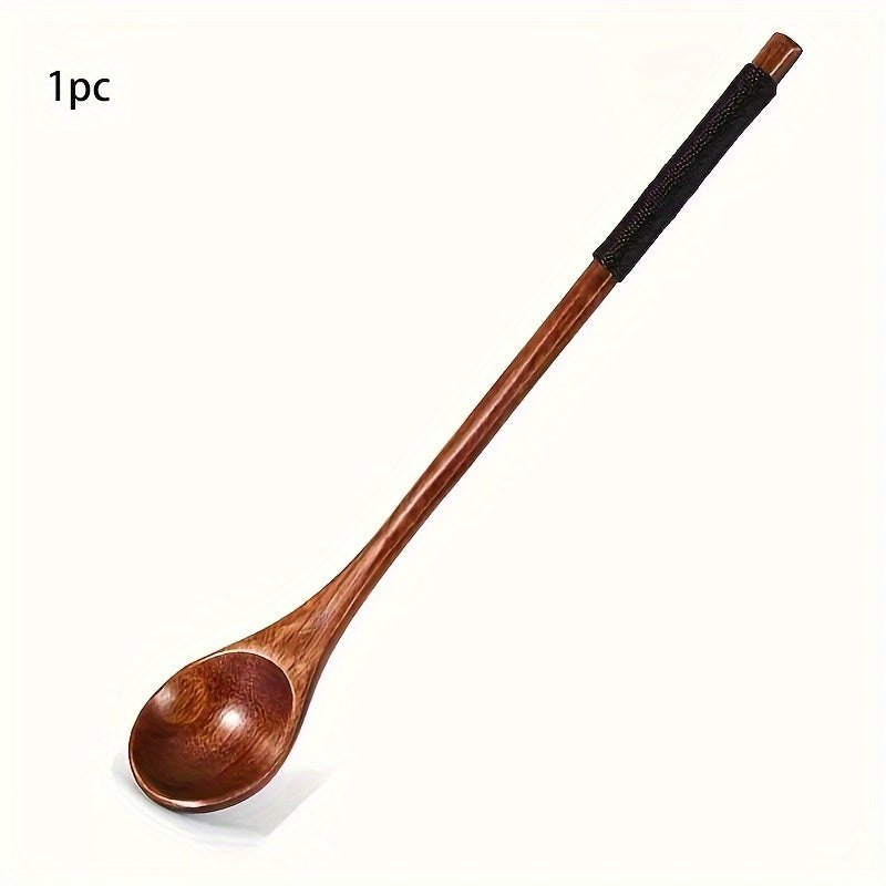 Japanese-Style Honey Stirring Spoon with Twisted Round Wooden Handle