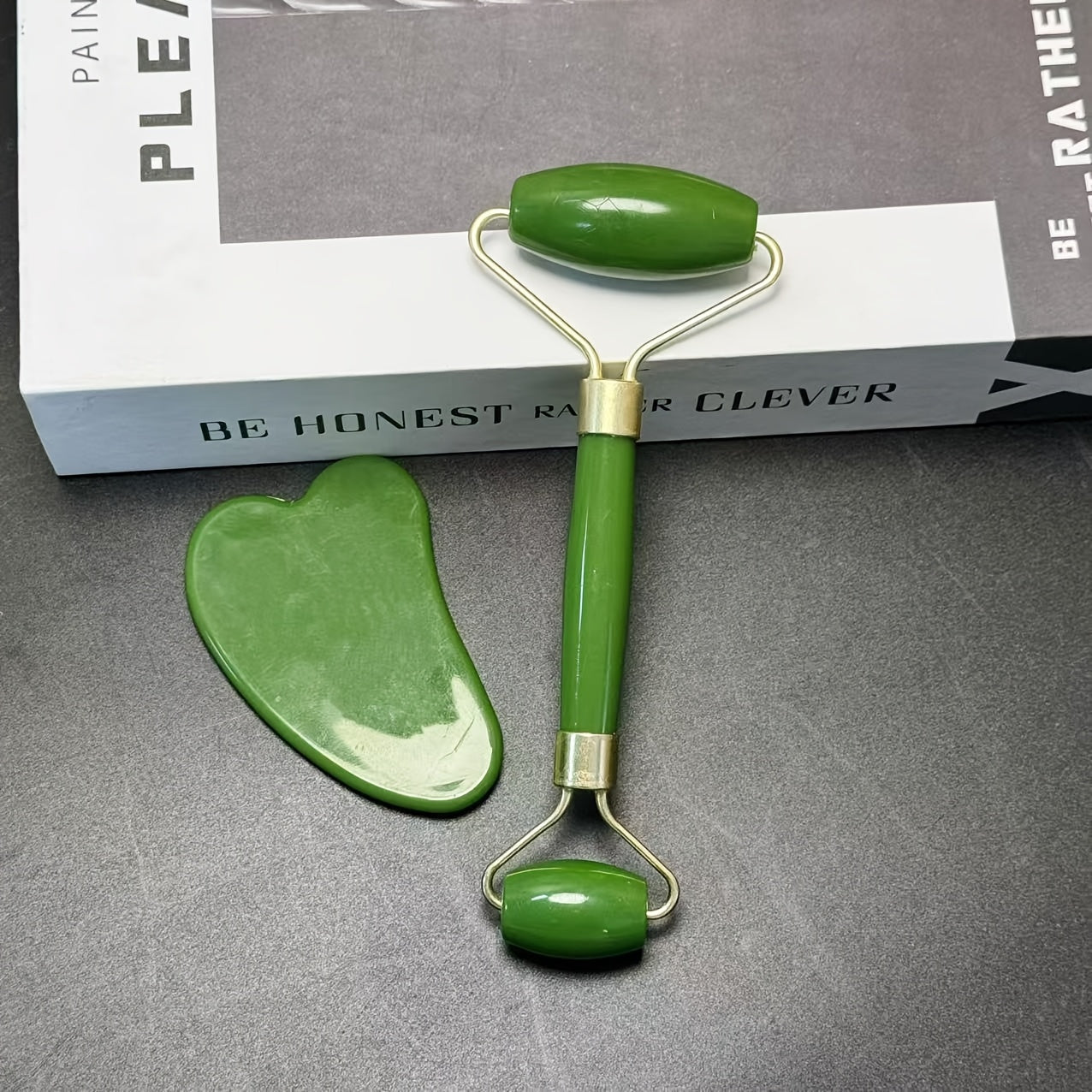 Pink Heart-Shaped Facial Roller and Gua Sha Set for Face and Eye Relaxation