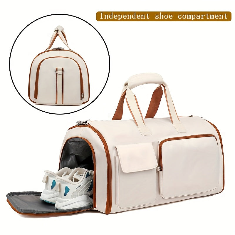 Large Nylon Travel Suit Bag with Wet-Dry Separation Trolley Sleeve and Dual Shoulder Straps