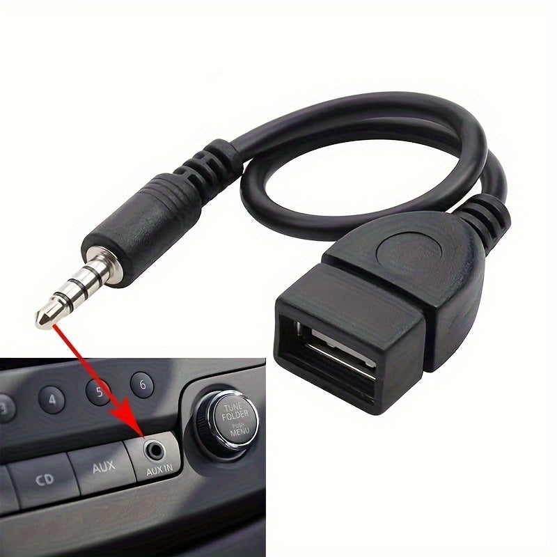 Universal 3.5mm AUX dan USB Audio Kabeli Qora Avtomobil Adapteri Erkakdan Ayolga