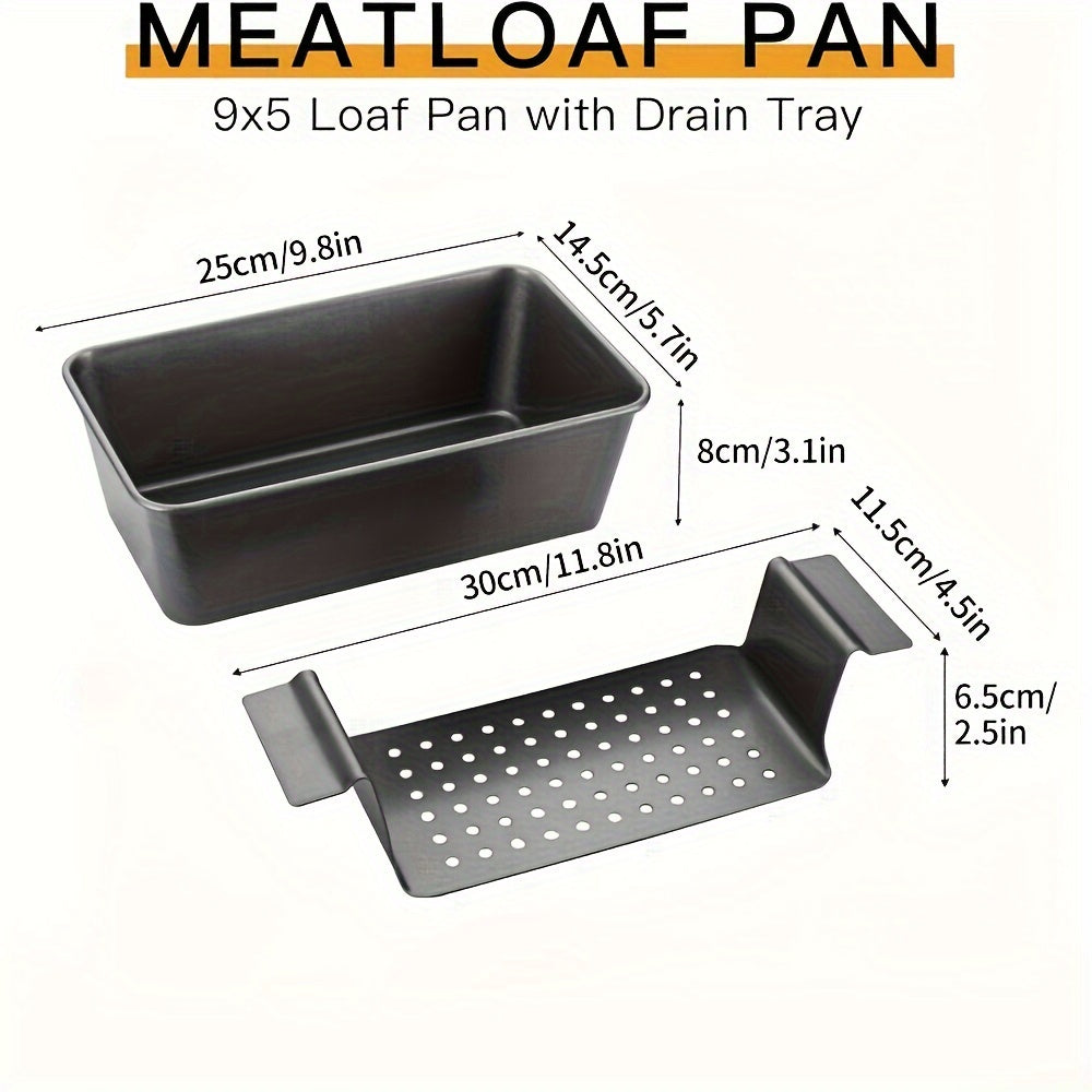 Meat Pie Pan with Drainage Tray Non-Stick Meatloaf Pan Bread Pan Set