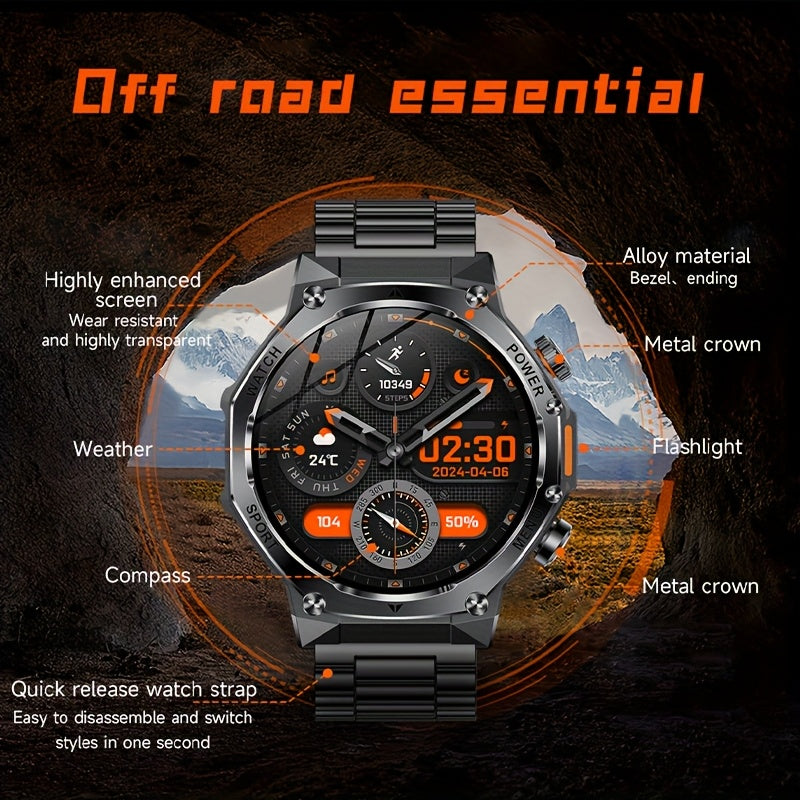 2025 LED Erkaklar Aqlli Soati, Qo'ng'iroq bilan, 4.32 sm HD Ekran, AI Ovoz Assistanti, Musiqa Boshqaruvi, iPhone va Android uchun