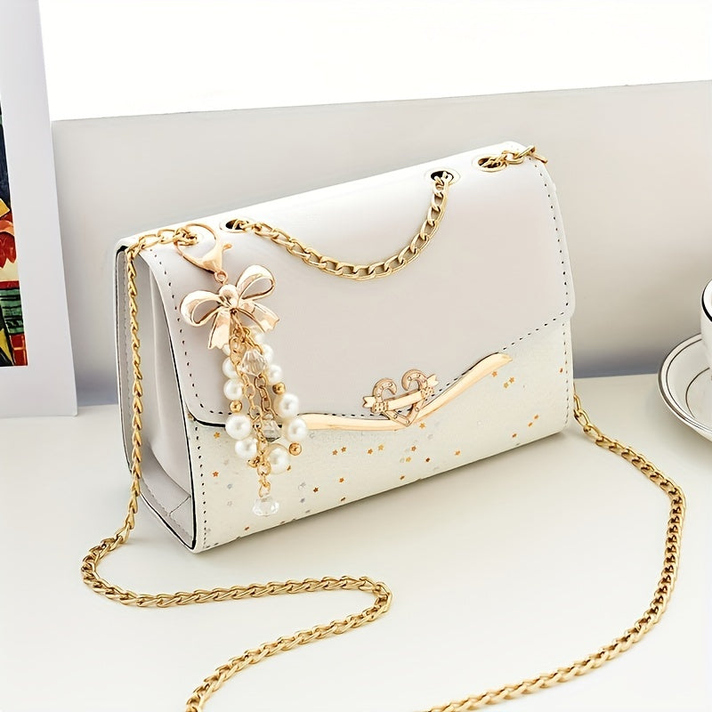 Mini Crossbody Bag with Sparkling Sequins Lightweight PU Adjustable Strap for Holidays and Gifts