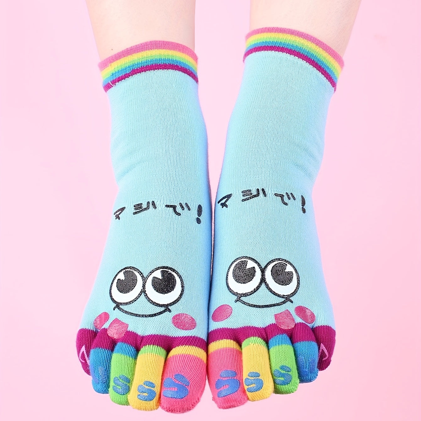 Women’s Cartoon Print Toe Socks for Running and Athletic Activities
