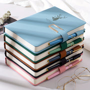 Faux Leather Notebook with Buckle Closure Waterproof Square Grid Pages A5 for Home Office Study