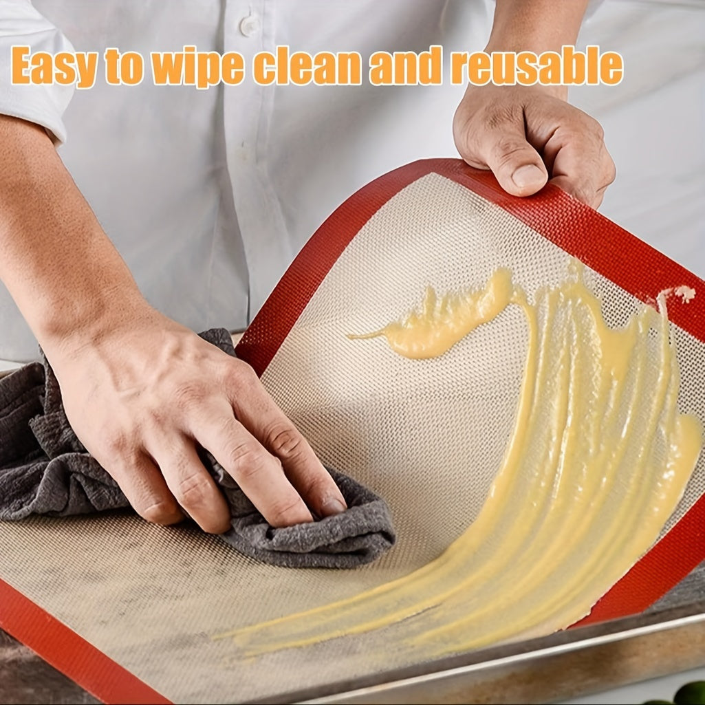 Juego de 3 tapetes de silicona antiadherentes para hornear para horno tostador, tamaño media bandeja, reutilizables, resistentes al calor