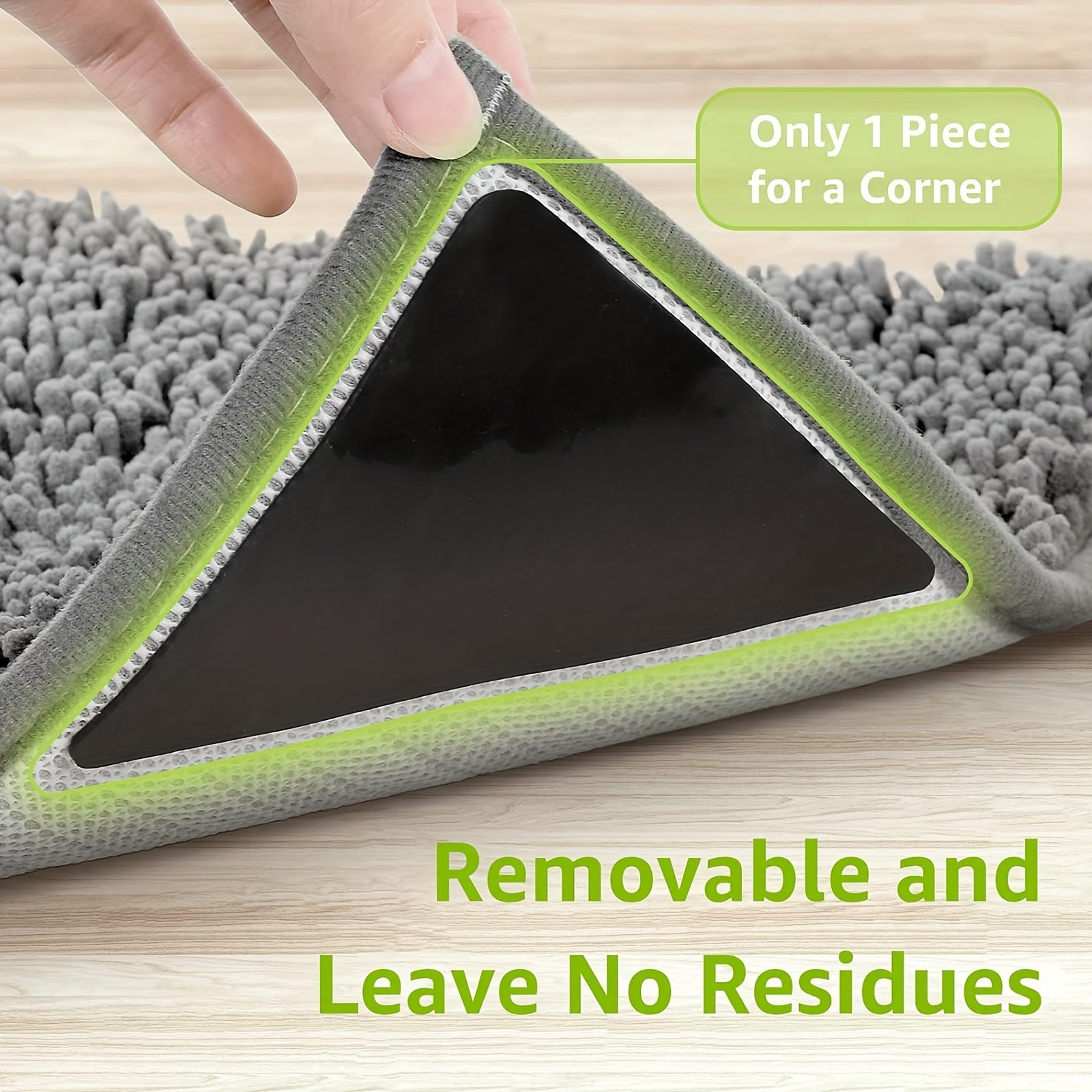 Reusable Dual-Sided Carpet Tape Set of 10 Non-Slip Rug Grippers for Hardwood Floors