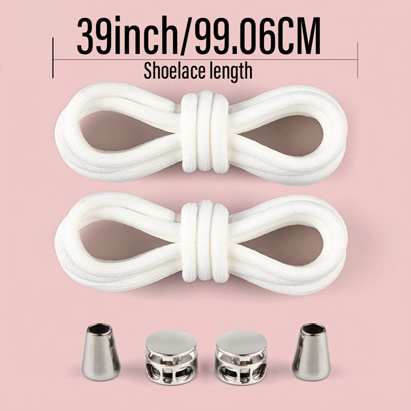 Unisex Metal Round Tie-Free Shoelaces High Elasticity for Boots