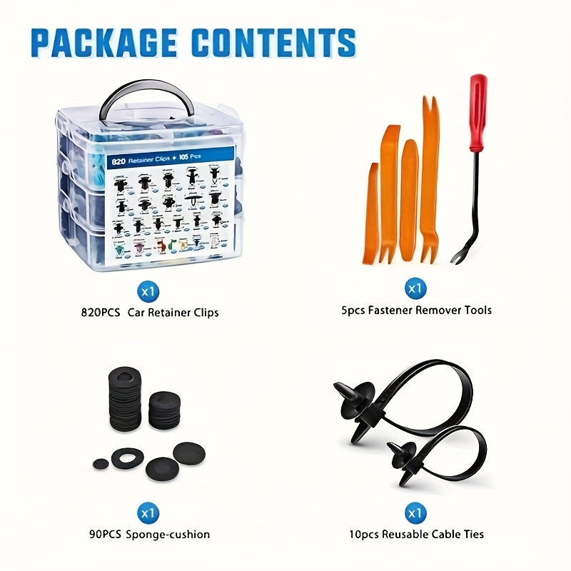 Car Repair Clips 26 Sizes 820Pcs PP Plastic Fasteners Auto Car Accessories