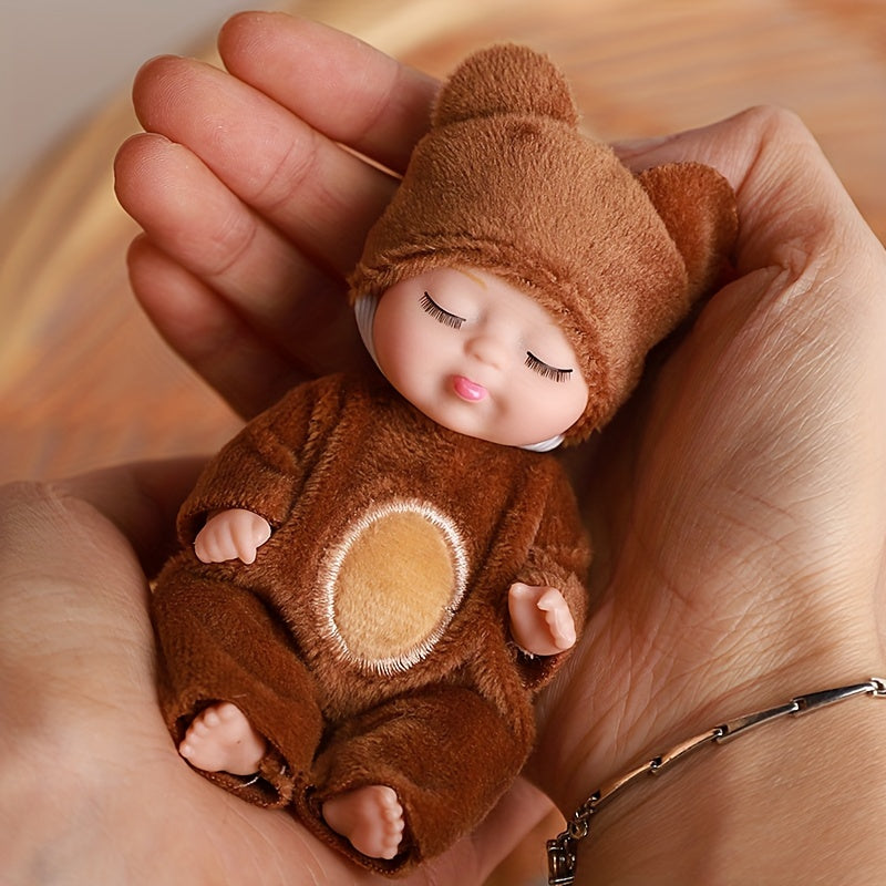 Mini Reborn Animal Doll for Kids 3-6 Pastel PVC Soft Toy with Clothes and Hat