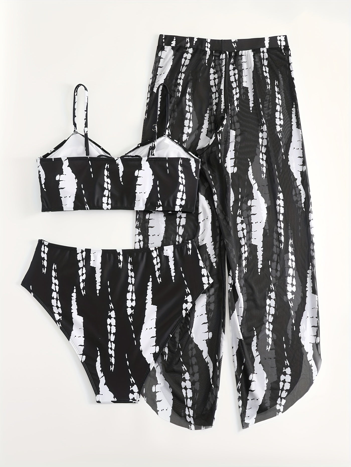 Women's Large Size Swimsuit Set 3 Pieces Polyester Vacation Printed