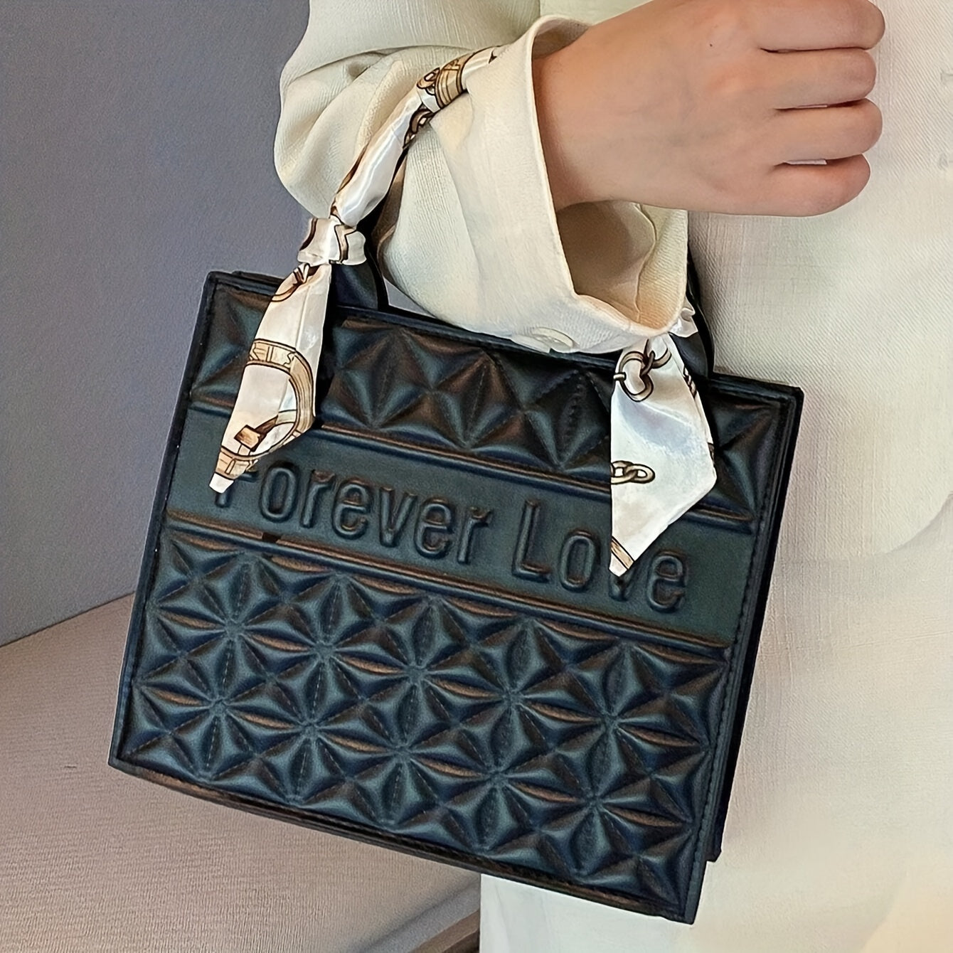 Квадратный шарф с стеганым узором, комплект с маленькой сумочкой, большой сумкой-тоут, кошельком и профессиональной деловой сумкой для офисных дам.