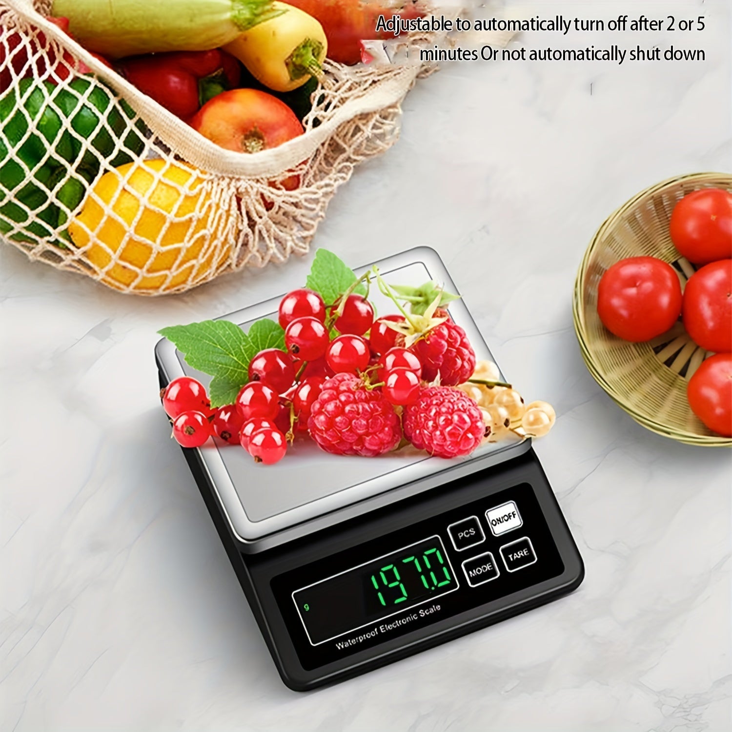 High-Precision Digital Kitchen Scale USB Rechargeable Stainless Steel 33lb