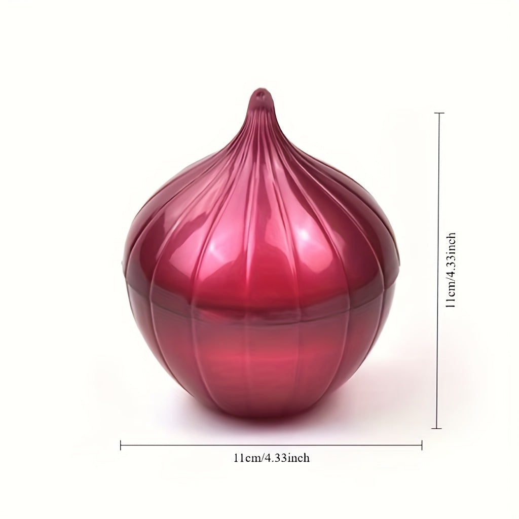 FreshGuard plastik piyoz shaklidagi havo o'tkazmaydigan oziq-ovqat saqlash konteyneri, 1 dona, sabzavot va mevalarning yangiligi saqlanadi, havo muhrlangan muhrlanadigan quti, oziq-ovqat uchun xavfsiz, oson aniqlanadigan dizayn.