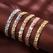 Women’s Copper Wheat Ear Bracelet with Cubic Zirconia for Everyday or Formal Wear