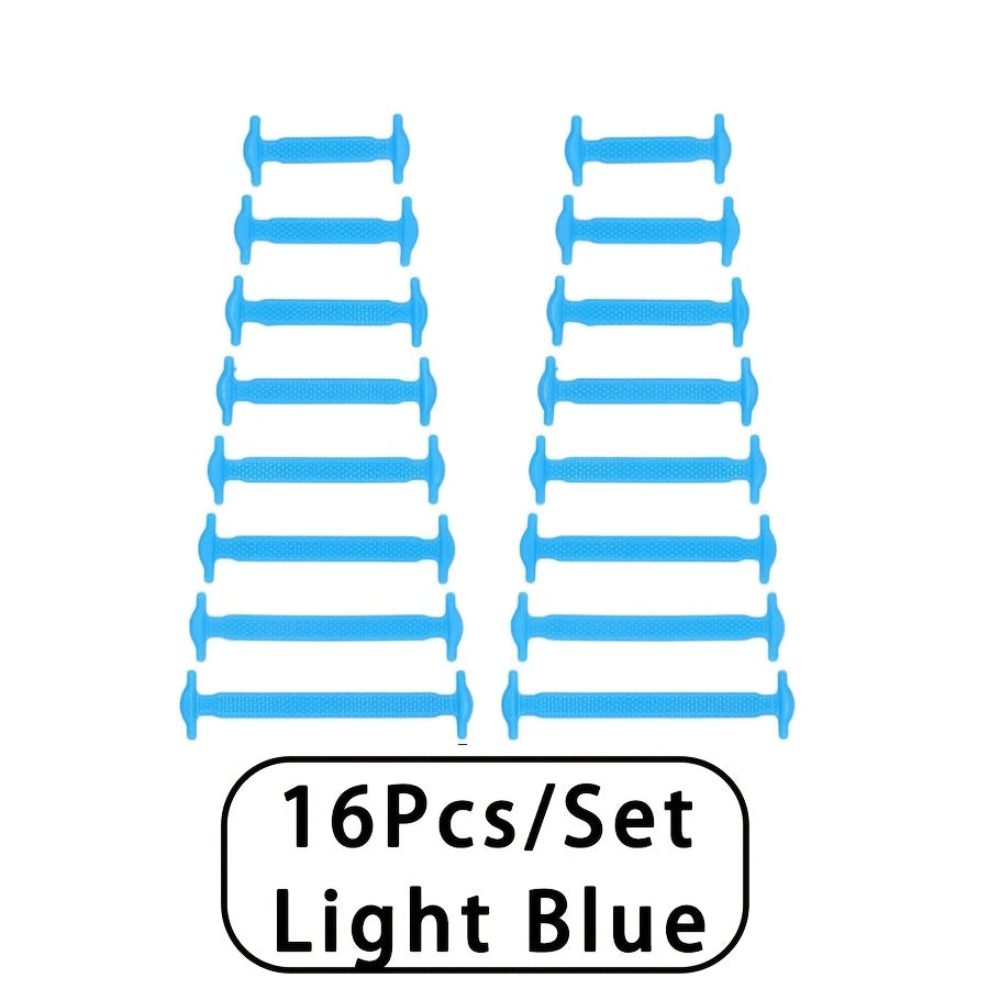 16 dona No-Tie silikon tizzalari, oson kirib chiqadigan, qulay moslik uchun sportkenglar uchun