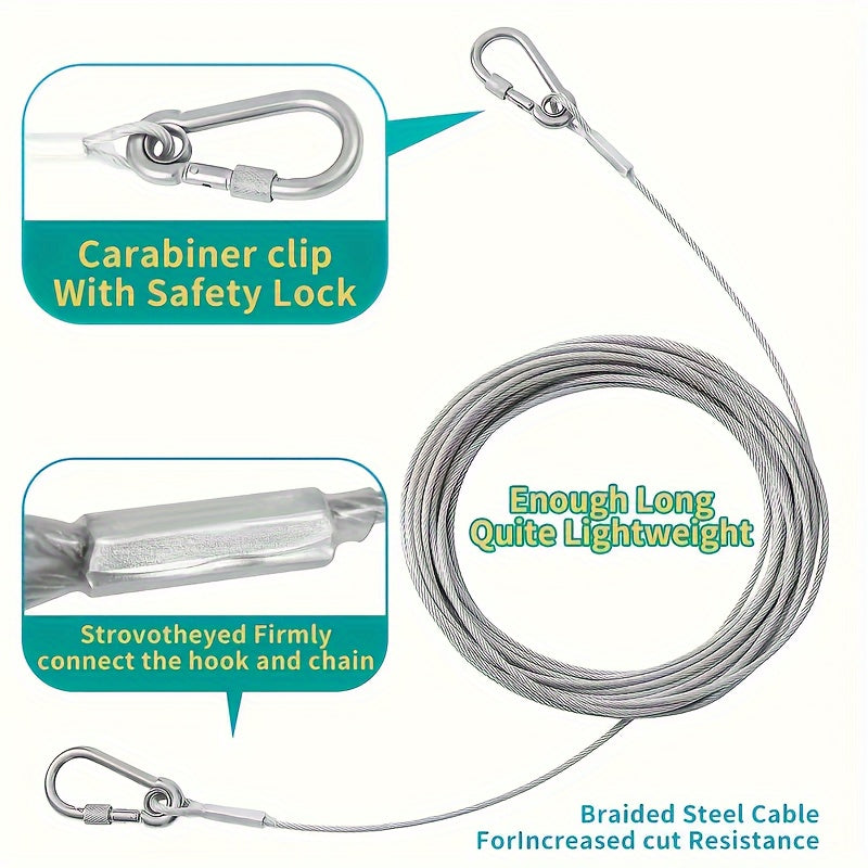Stainless Steel Dog Tie-Out Cable Leash for Large Dogs 4.57m 9.14m 15.24m Heavy Duty