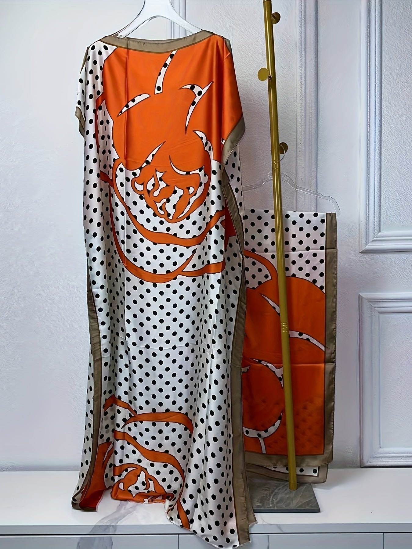 Women's Floral Print Abaya Polyester Loose Fit Maxi Dress for Spring Summer