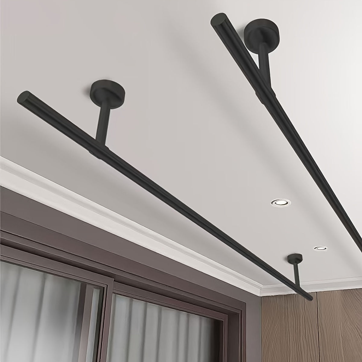 Multi-Functional Wall-Mounted Clothes Hanger Removable Space-Saving Metal Rod Black