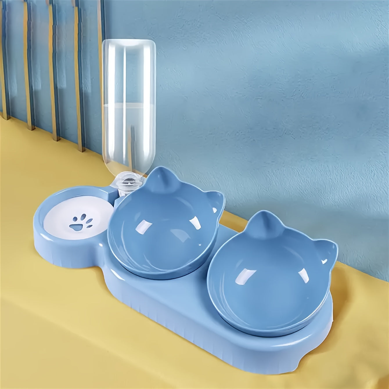 Elevated Double Pet Bowl Set with Automatic Water Feeder and Gravity Water Bottle