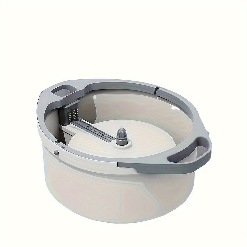 Набор для швабры и ведра с 2 микрофибровыми насадками, самоочистка, вращающаяся на 360° квадратная швабра для твердых полов из дерева, плитки, мрамора