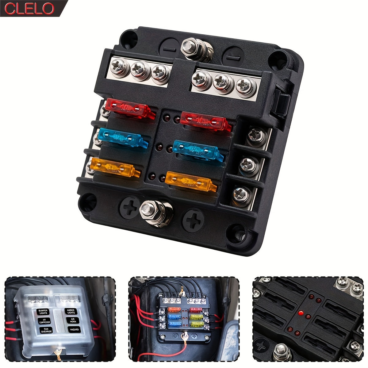 Panel de caja de fusibles marinos, distribución de energía de 6/12 vías, a prueba de agua, eléctrica marina