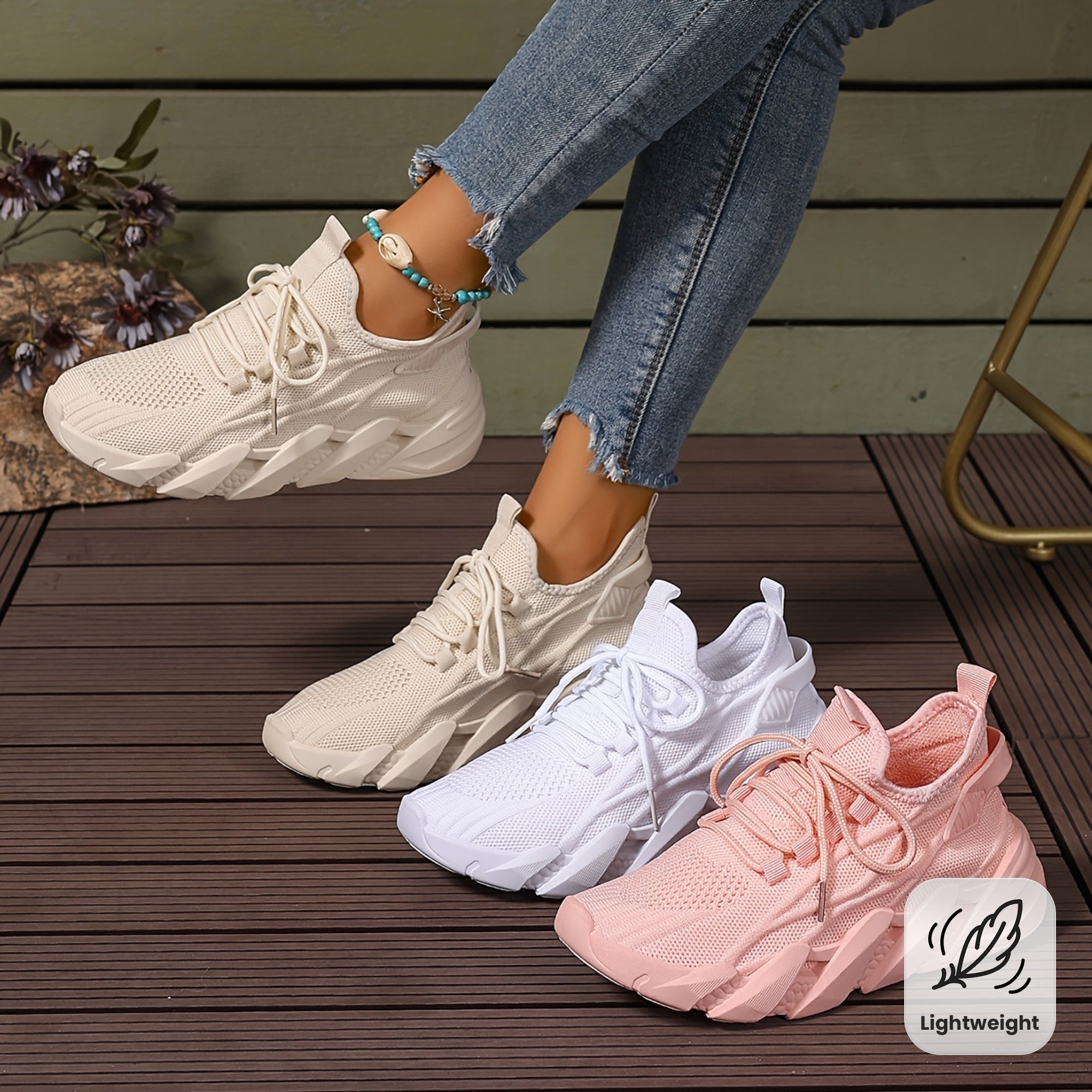 Women's Breathable Mesh Casual Sneakers Low-Top Walking Shoes