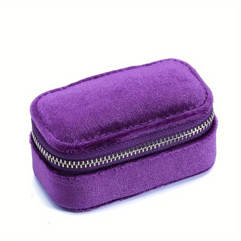 Velvet Jewelry Box Nordic Style with Zippered Closure for Earrings and Rings
