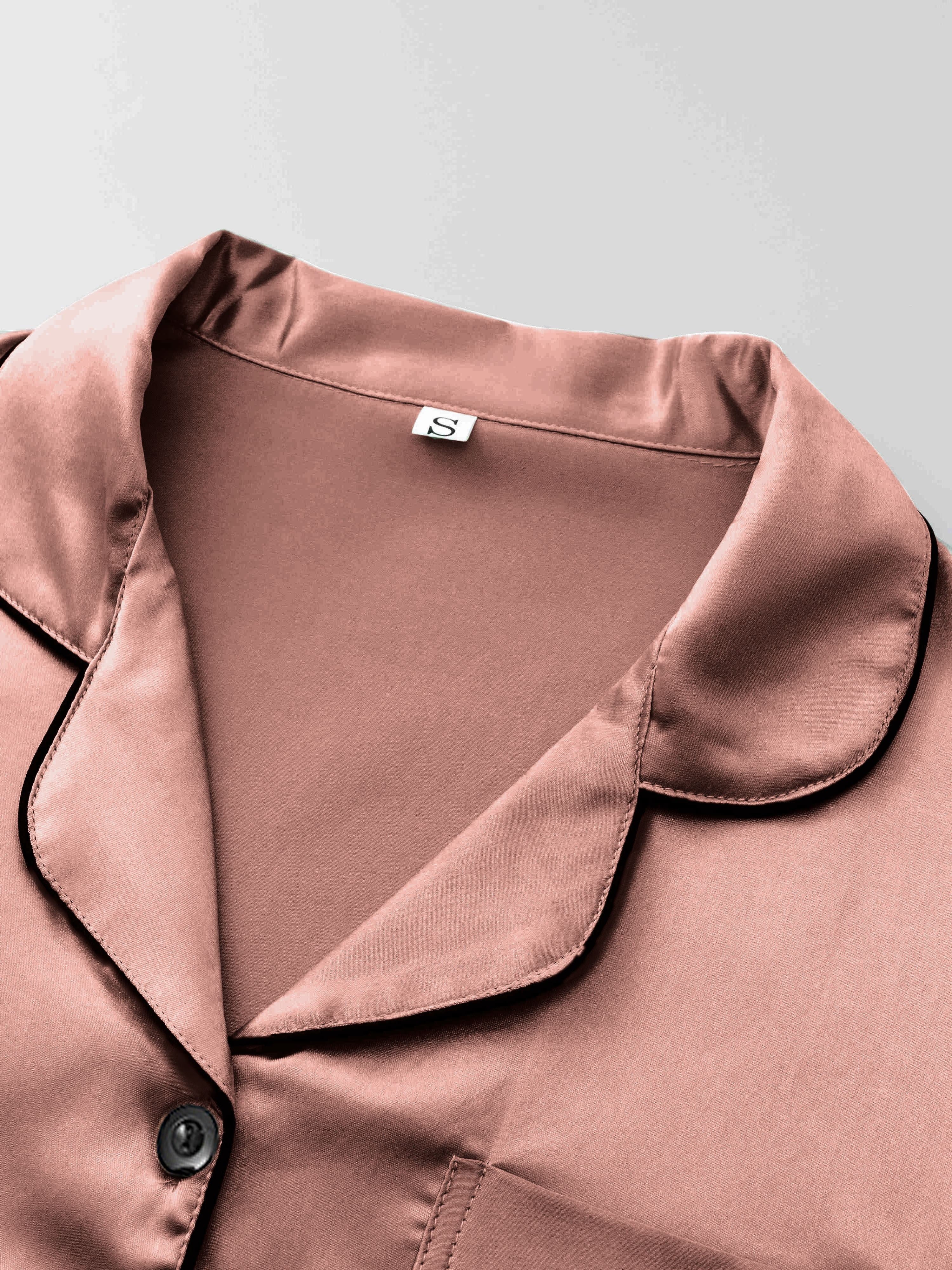 Women's Satin Sleepwear Set Short Sleeve Button Top Elastic Shorts Summer Casual