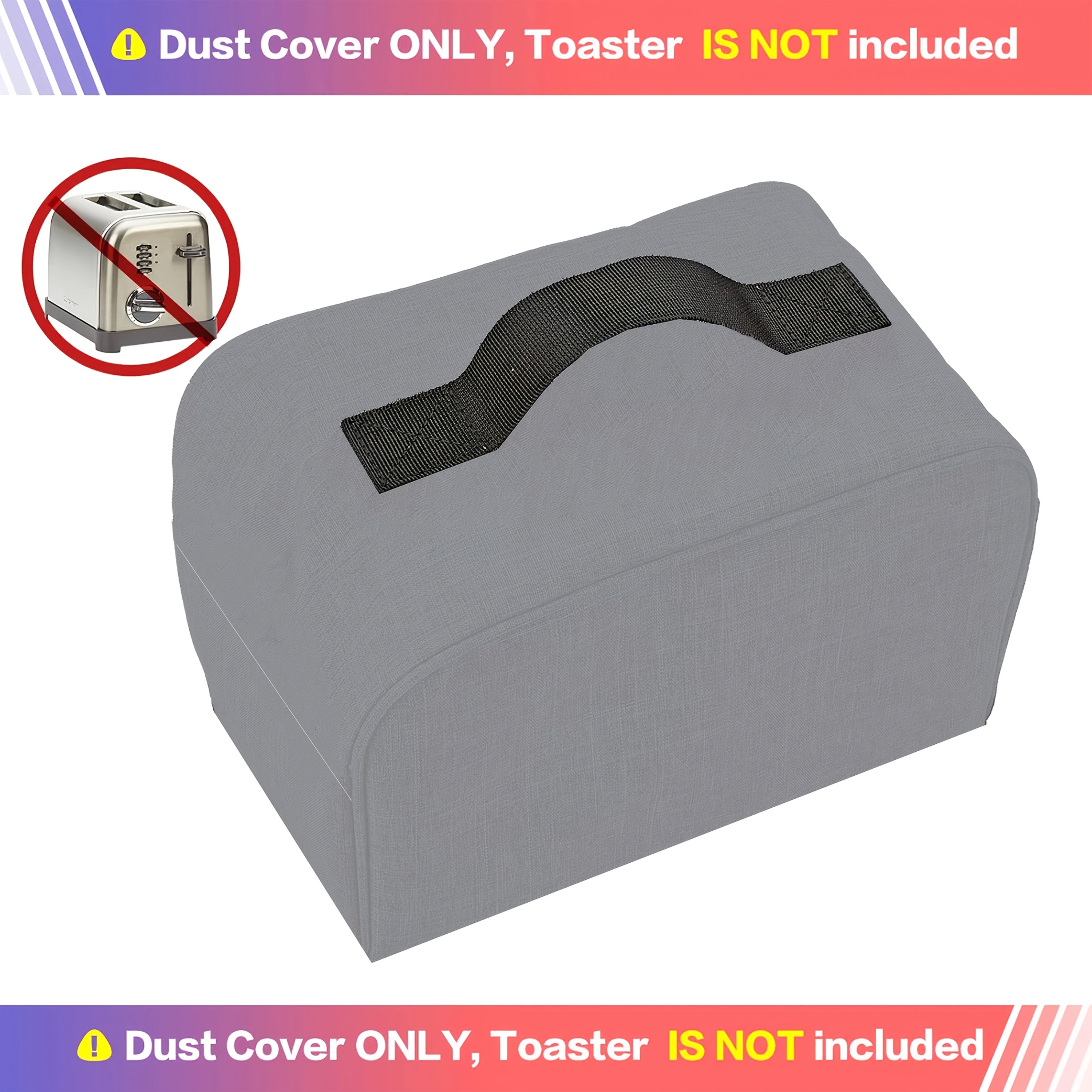 Toaster Cover Waterproof Dustproof Gray Fits 2/4 Slice Toasters with Storage Pocket