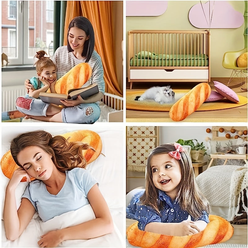 3D Simulation Bread Plush Toy for Kids Food-Shaped Hilarious Pillow Washable Polyester Gift