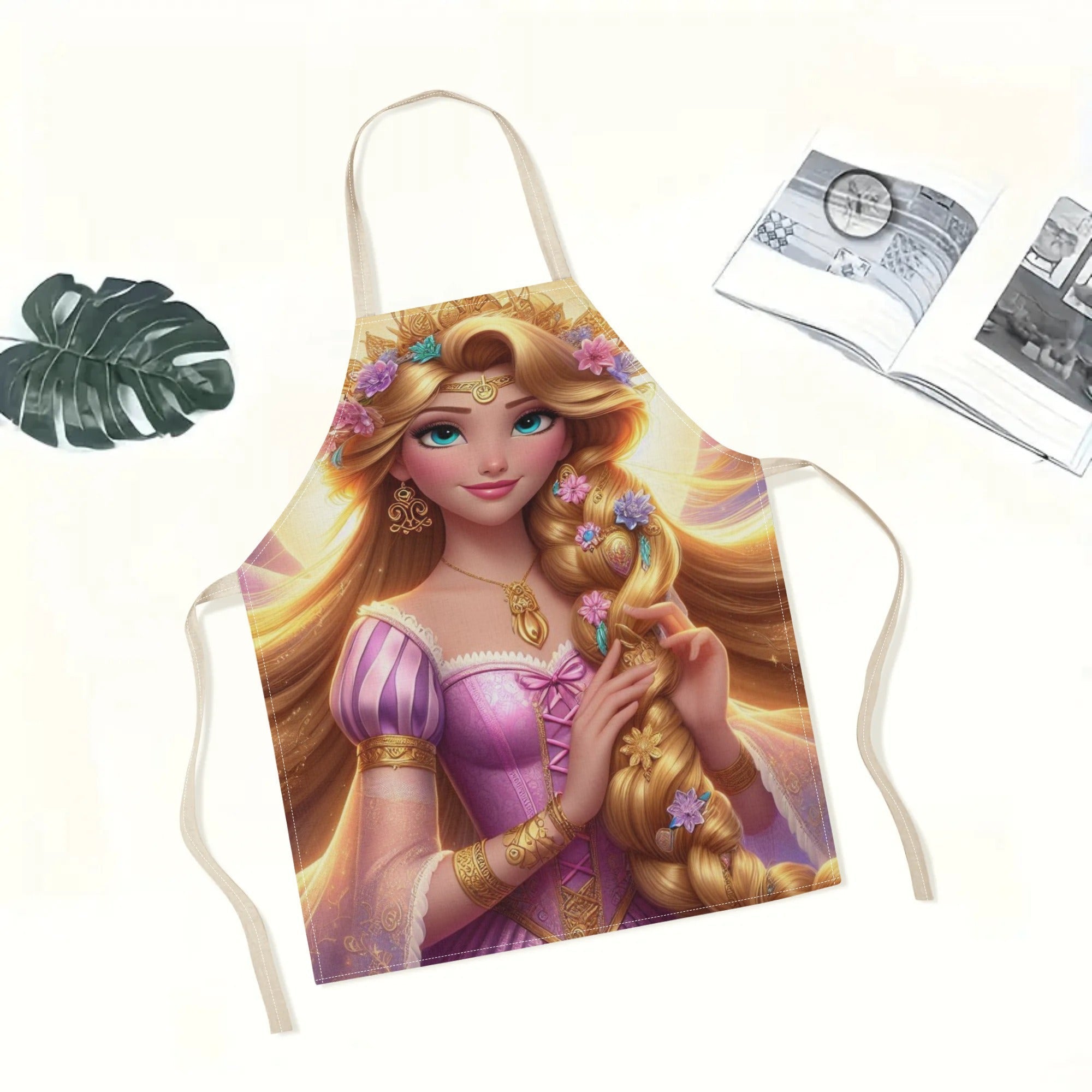 Долговечный полиэстеровый фартук Disney Эльза, водонепроницаемый, с ярким дизайном мультяшной принцессы; идеально подходит для кухни, ресторанов, кафе и домашнего использования.