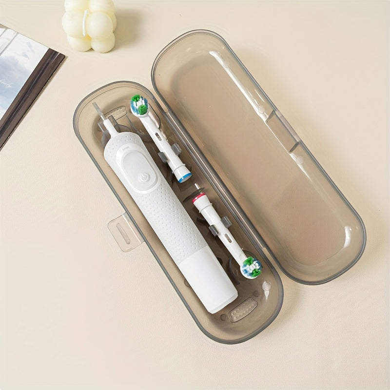 Estuche de viaje translúcido rosa para cepillo de dientes eléctrico, almacenamiento sin batería