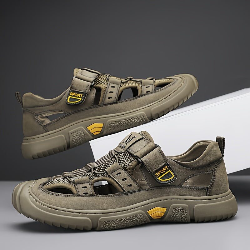 Men's Casual Summer Shoes Rubber Sole Anti-slip Solid Color Outdoor Wading Head Cover