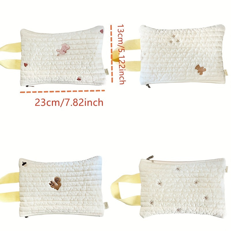 Embroidered Bear and Rabbit Wet Wipe Dispenser Travel Tissue Holder Zipper Organizer