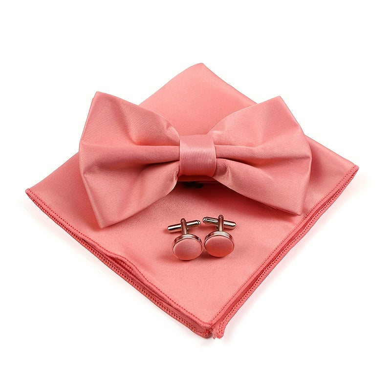 Мужской набор аксессуаров: квадратный шарф, бабочка, запонки, свадебный подарок