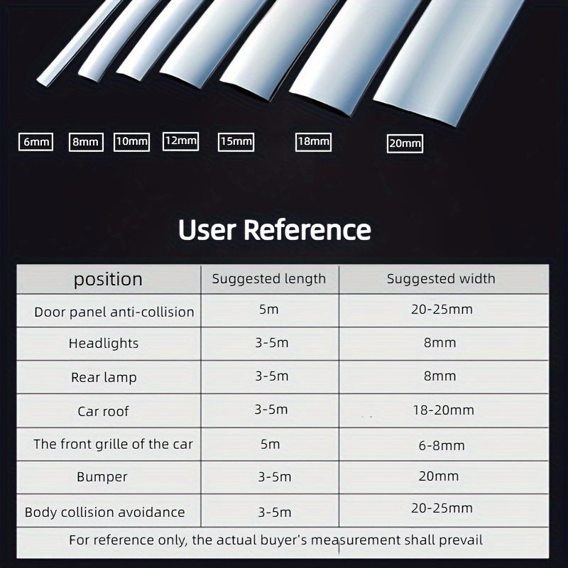 Universal Bright Electroplated Car Decorative Strip 5 Meters Bumper Edge Guard