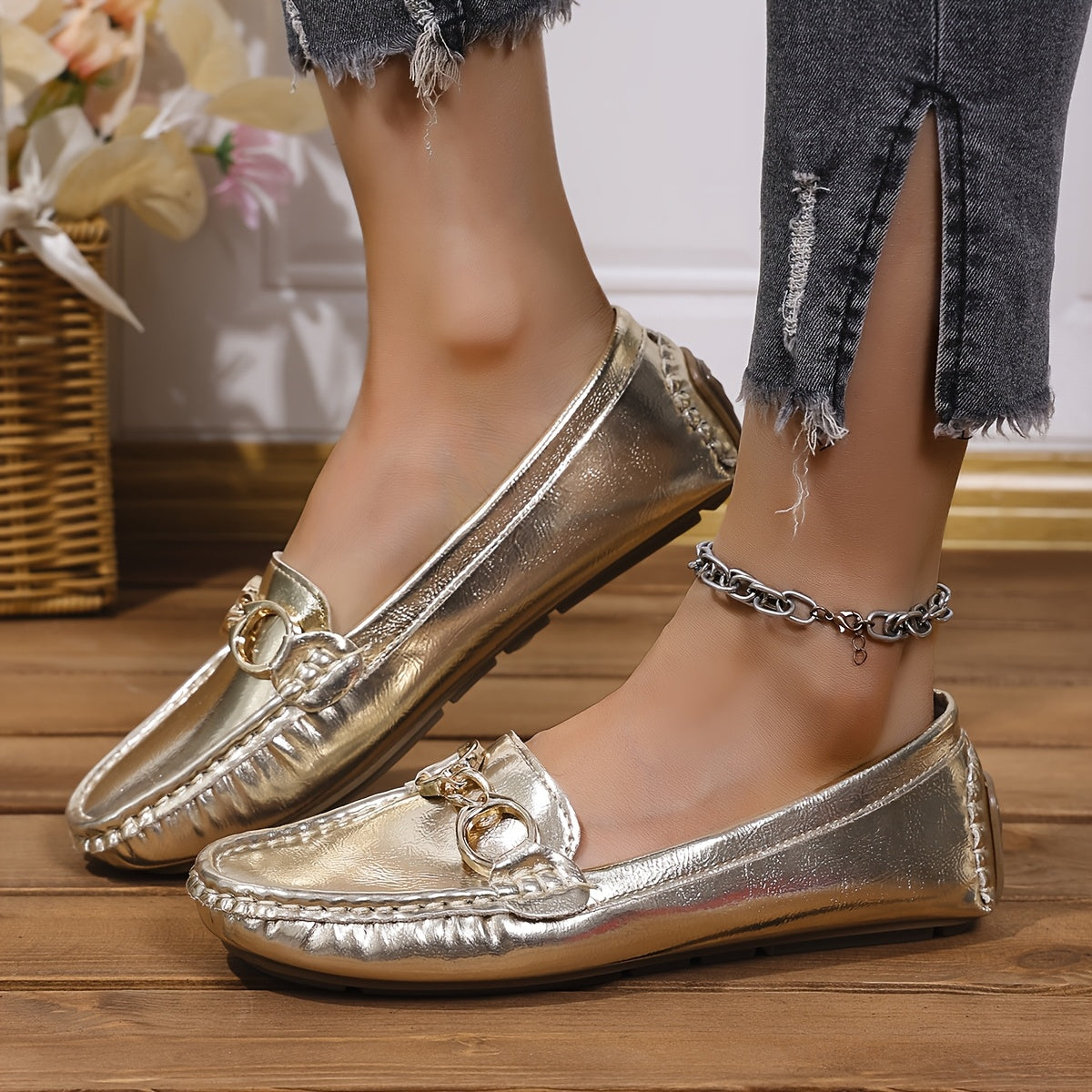 Women's High Gloss Patent Loafers Easy to Clean Durable Stylish