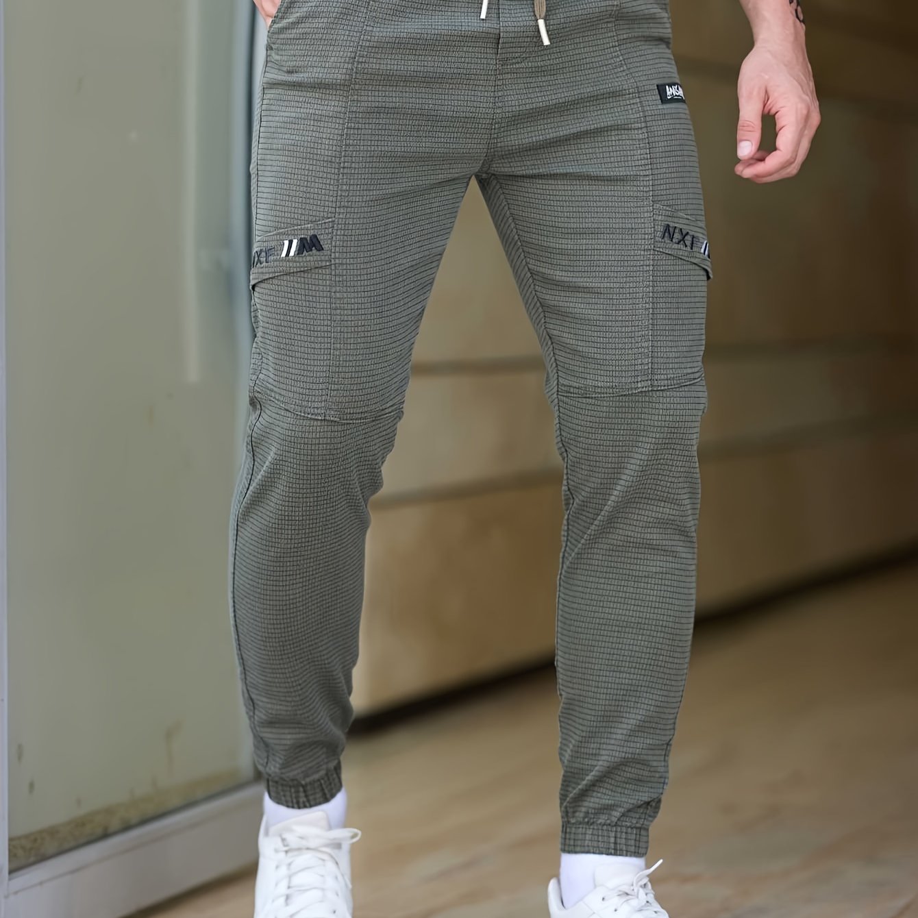Men's Cotton Blend Jogger Pants with Drawstrings Loose Fit Harem Trousers Casual Fall Winter