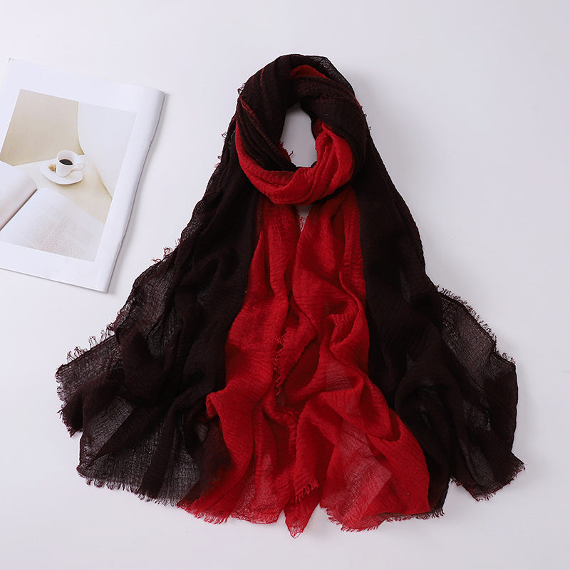 Women's Bohemian Gradient Hijab Scarf Polyester Stretchy Tie-Dye Multi-Color for Outdoor and Ramadan