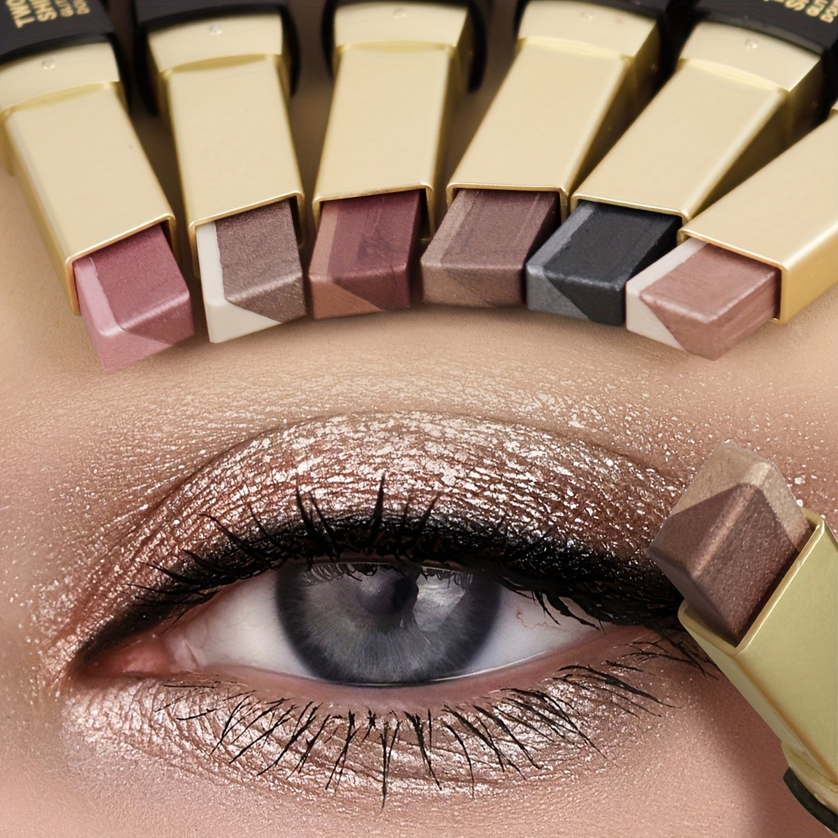 Women Dual-Ended Eyeshadow Sticks Waterproof Matte Shimmer Easy to Apply