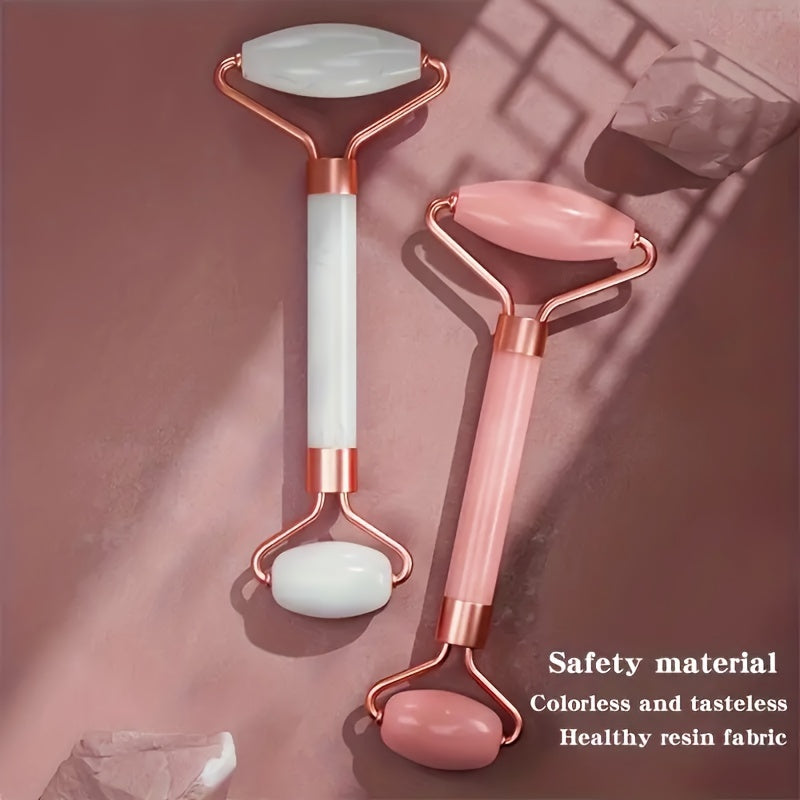 2pcs Facial Massage Tool Set Resin Crystal Double-Headed Rollers and Face Scraper