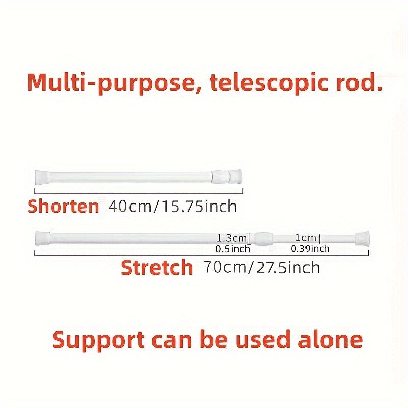 White Painted Non-Perforated Retractable Curtain Rod for Bathroom and Living Room Set