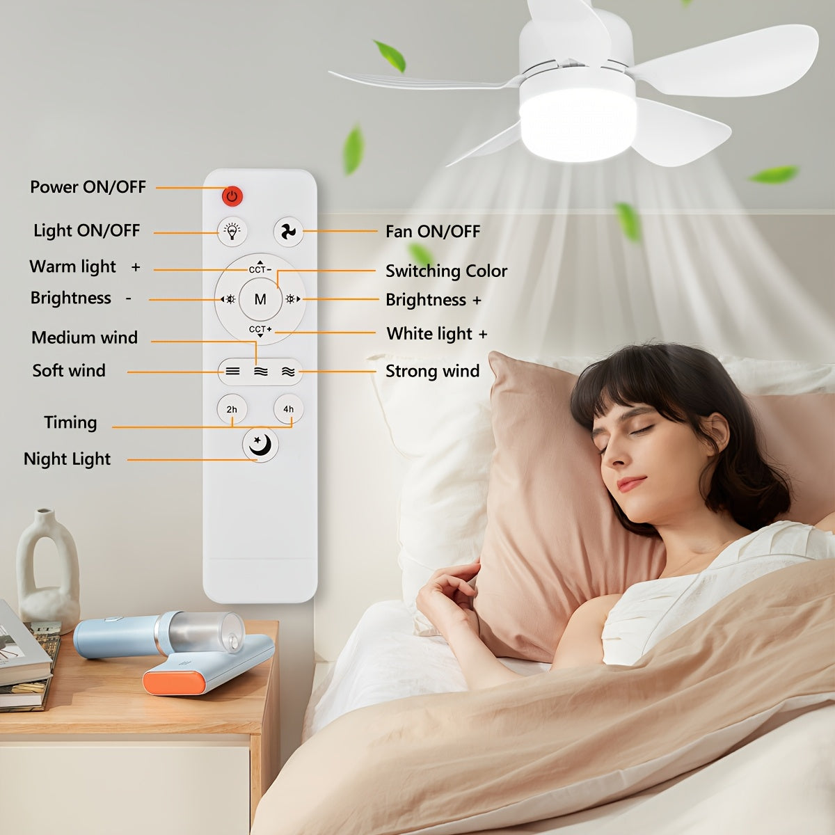 Smart Ceiling Fan with LED Light, Adjustable Brightness, 3-Speed, Remote Control, Easy Installation