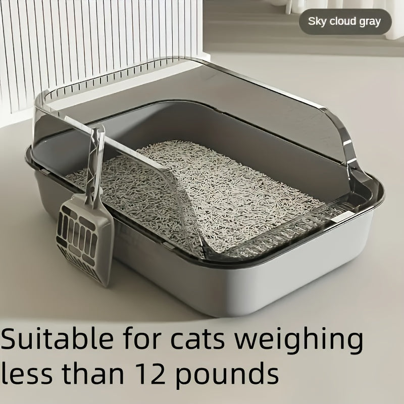 Plastic Cat Litter Box with Shovel Square High Edge Design Easy to Clean