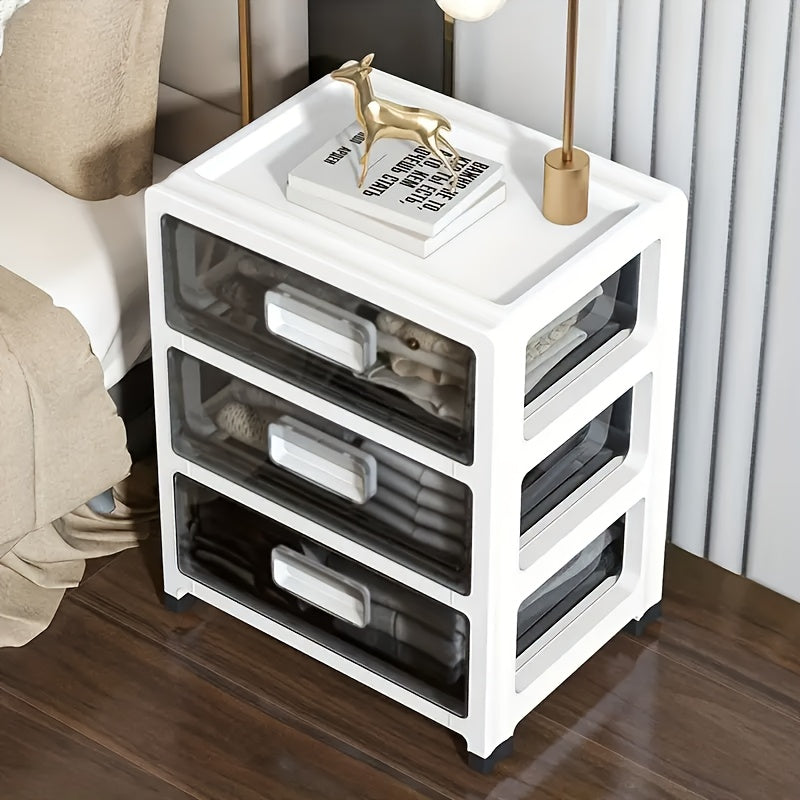 Transparent Plastic Storage Cabinet with Casters for Office Files and Supplies Under Desk