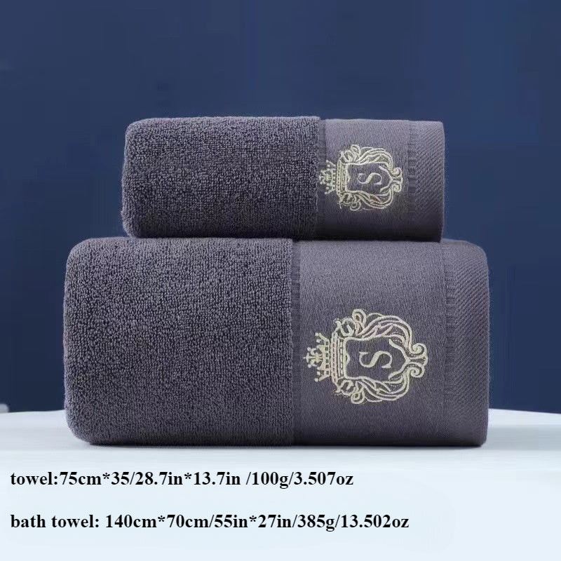 Toallas de baño de algodón con bordado de corona, tela de punto de 380 GSM