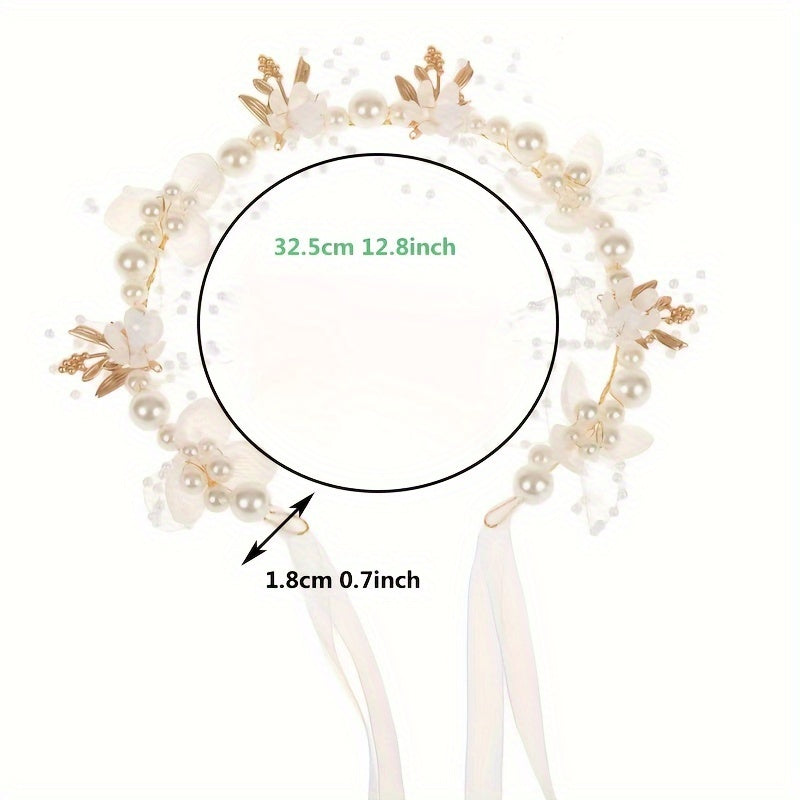 Bridal Headband with Faux Pearls and Beads for Weddings and Parties